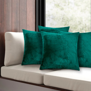 Green crushed velvet clearance cushions